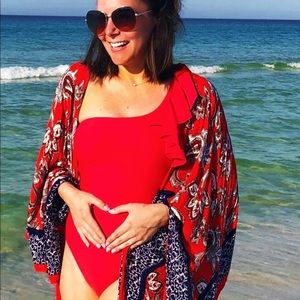 Jcrew one shoulder ruffle swim